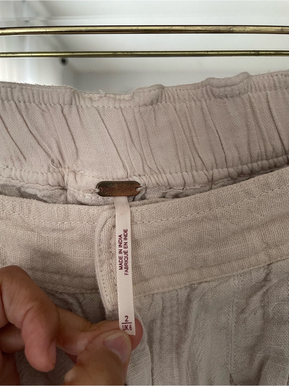Free People Wide Leg Linen-Blend Pants in Beige - Picture 4 of 5